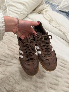 adidas Brown Sneakers with White Three Stripes